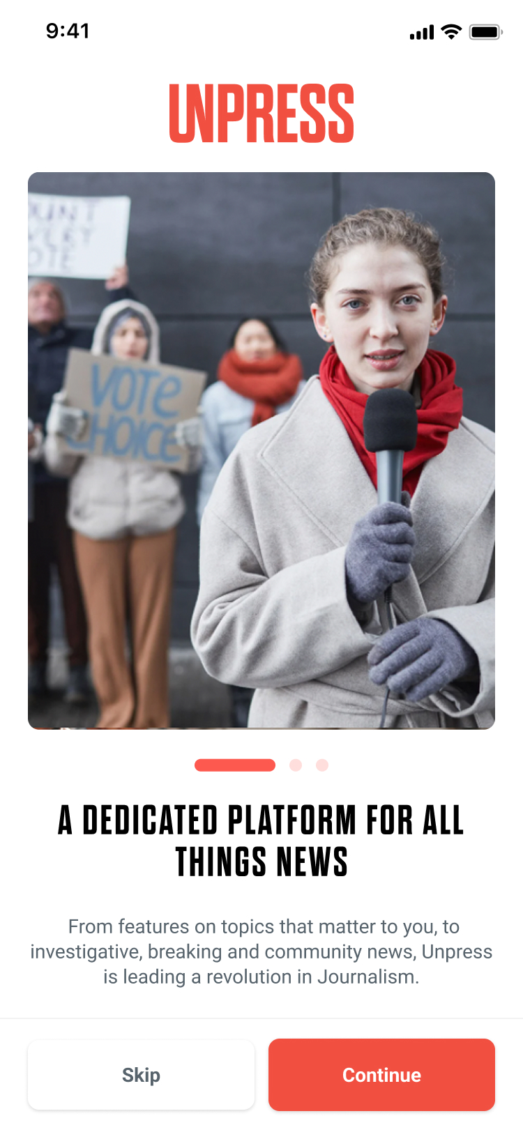 Old Unpress onboarding flow